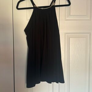 Black tank top with gold metal detail